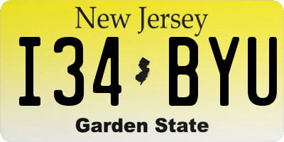 NJ license plate I34BYU