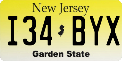 NJ license plate I34BYX