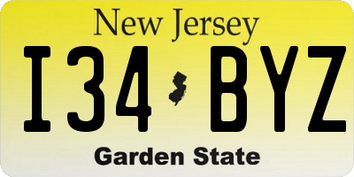 NJ license plate I34BYZ