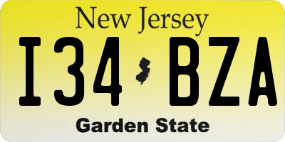 NJ license plate I34BZA