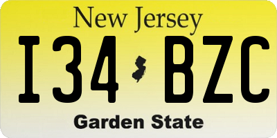 NJ license plate I34BZC