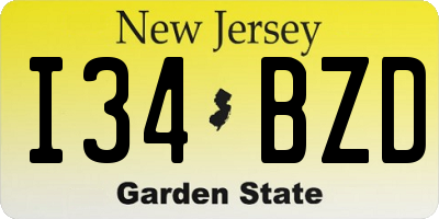 NJ license plate I34BZD