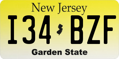 NJ license plate I34BZF