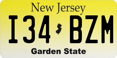 NJ license plate I34BZM