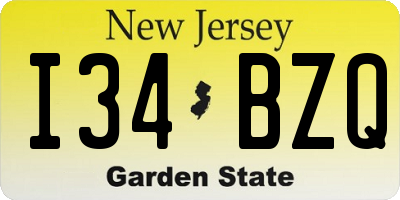 NJ license plate I34BZQ