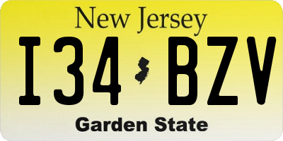 NJ license plate I34BZV