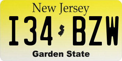 NJ license plate I34BZW