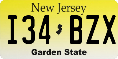 NJ license plate I34BZX