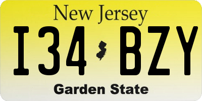 NJ license plate I34BZY