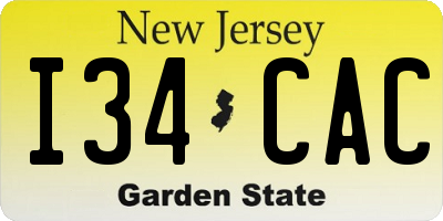 NJ license plate I34CAC