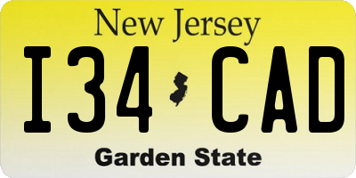 NJ license plate I34CAD
