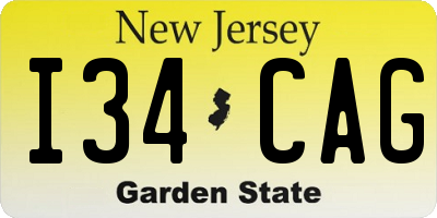 NJ license plate I34CAG