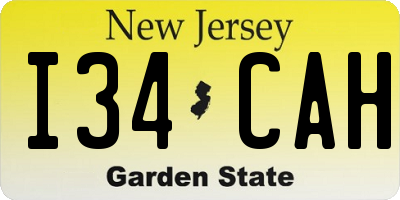 NJ license plate I34CAH