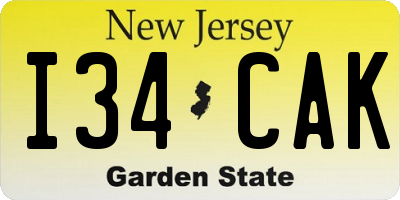 NJ license plate I34CAK