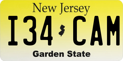 NJ license plate I34CAM