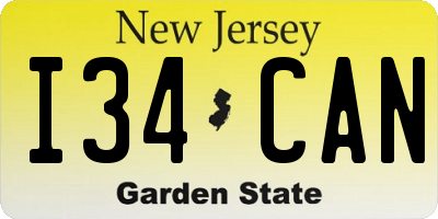 NJ license plate I34CAN