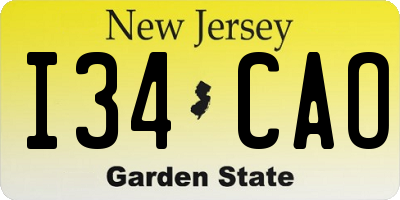 NJ license plate I34CAO