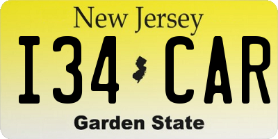 NJ license plate I34CAR