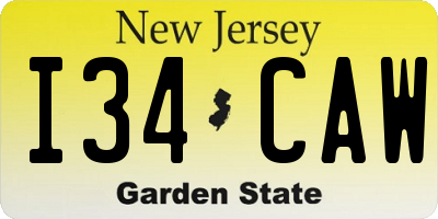 NJ license plate I34CAW