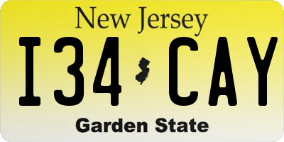 NJ license plate I34CAY
