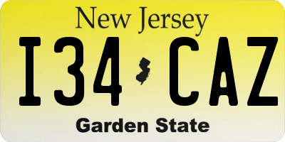 NJ license plate I34CAZ
