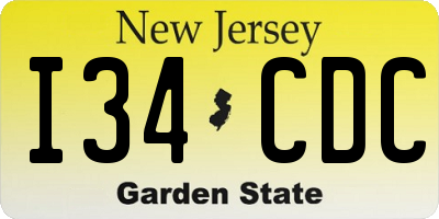 NJ license plate I34CDC
