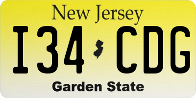 NJ license plate I34CDG