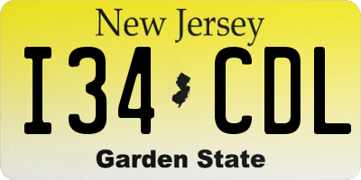 NJ license plate I34CDL