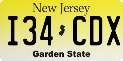 NJ license plate I34CDX