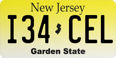 NJ license plate I34CEL