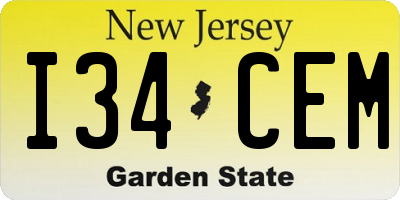NJ license plate I34CEM