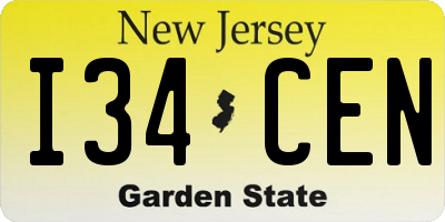 NJ license plate I34CEN