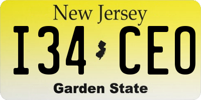 NJ license plate I34CEO