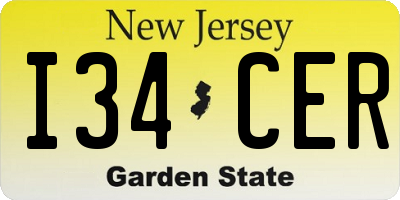 NJ license plate I34CER
