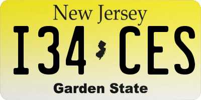 NJ license plate I34CES