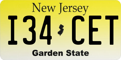 NJ license plate I34CET
