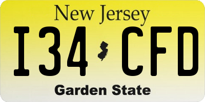 NJ license plate I34CFD