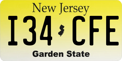 NJ license plate I34CFE