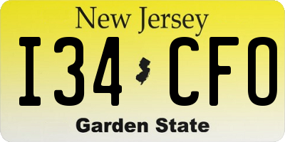 NJ license plate I34CFO