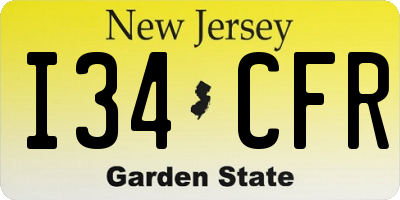 NJ license plate I34CFR