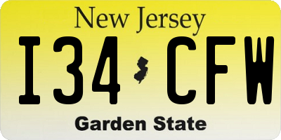 NJ license plate I34CFW