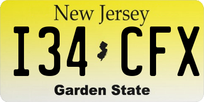 NJ license plate I34CFX