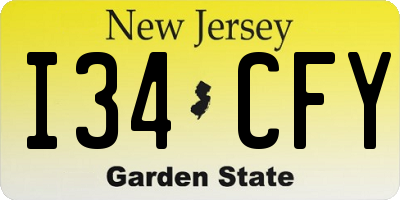 NJ license plate I34CFY