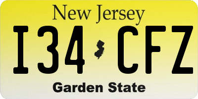 NJ license plate I34CFZ