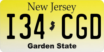 NJ license plate I34CGD