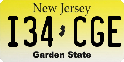 NJ license plate I34CGE