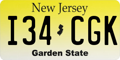 NJ license plate I34CGK