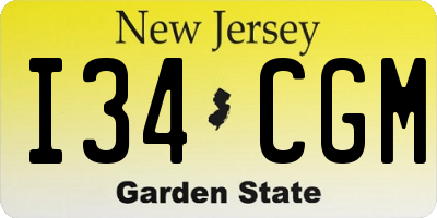 NJ license plate I34CGM