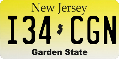 NJ license plate I34CGN