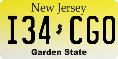 NJ license plate I34CGO